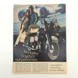 VTG 1970 Harley-Davidson Electra Glide Advertising Print Ad Promo Art Bike